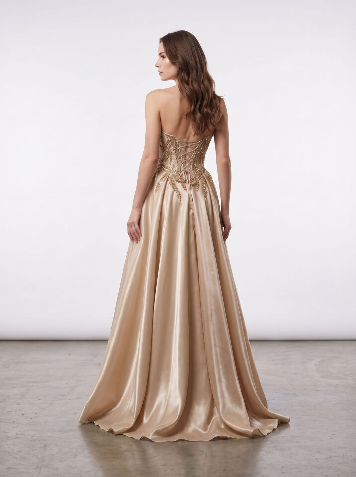 Korse Gold Taşlı Şampanya Nişanlık
