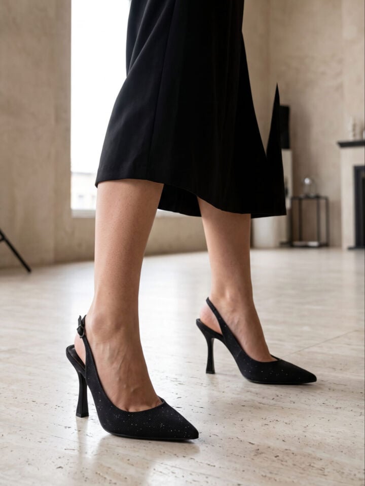 Parıltılı Siyah Stiletto